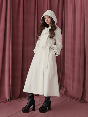Blanc noir hooded long coat(eme10820)