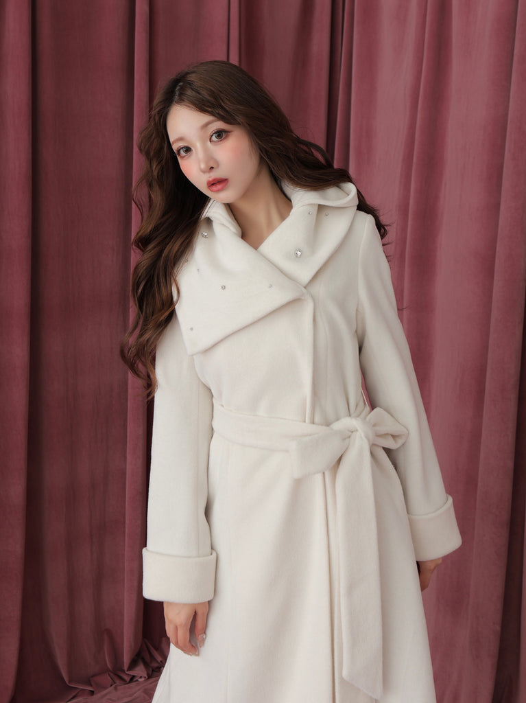 Blanc noir hooded long coat(eme10820)