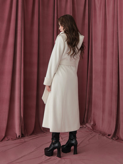 Blanc noir hooded long coat(eme10820)