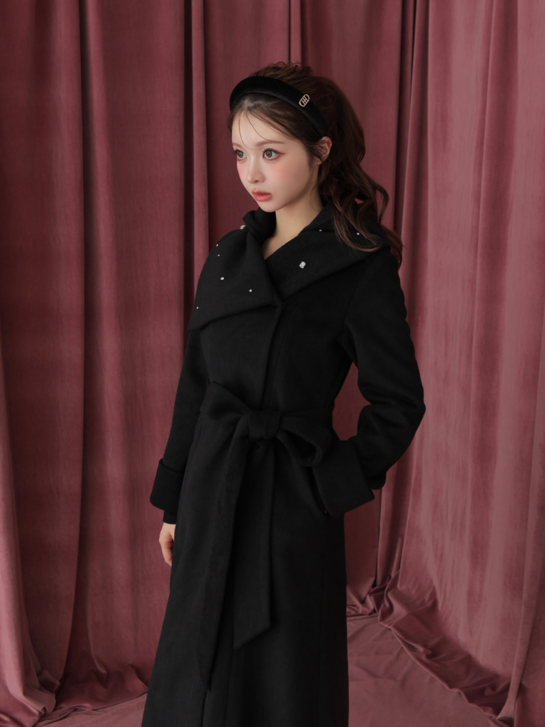 Blanc noir hooded long coat(eme10820) – M me eme