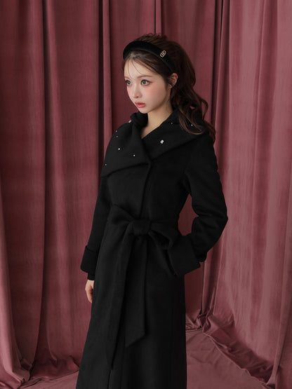 Blanc noir hooded long coat(eme10820)