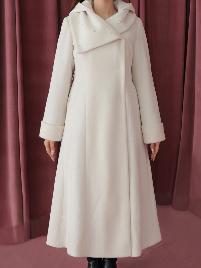 Blanc noir hooded long coat(eme10820)