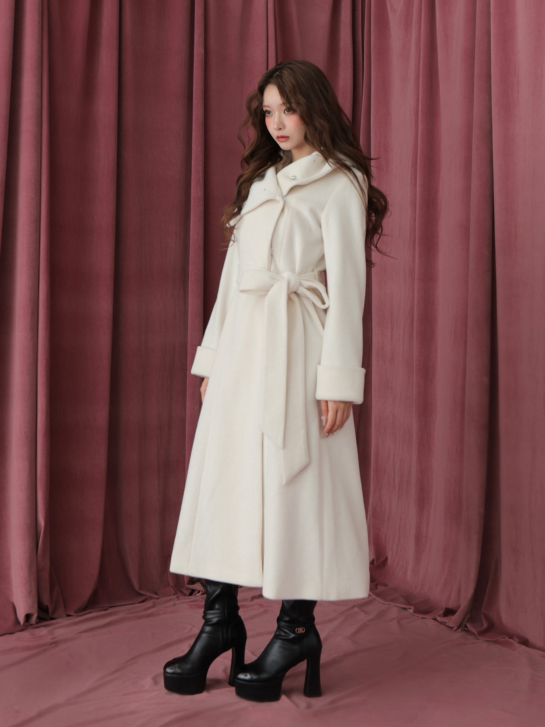 Blanc noir hooded long coat(eme10820)