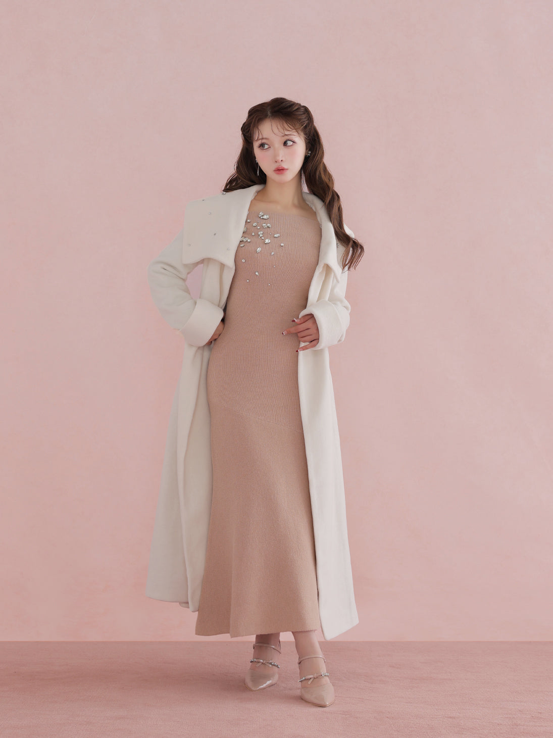 Jewelry off the shoulder knit onepiece(eme10734) – M me eme