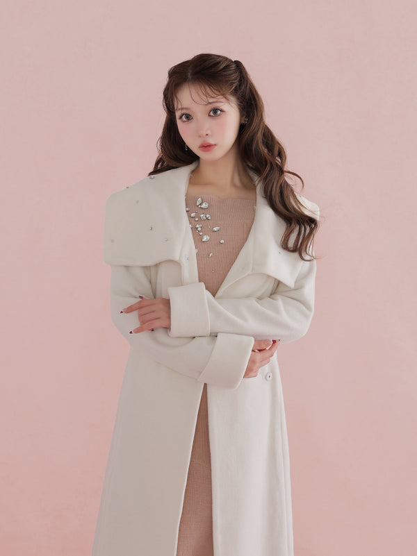 Blanc noir hooded long coat(eme10820)