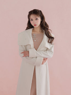 【Pre Order】Jewelry off the shoulder knit  onepiece(eme10734)