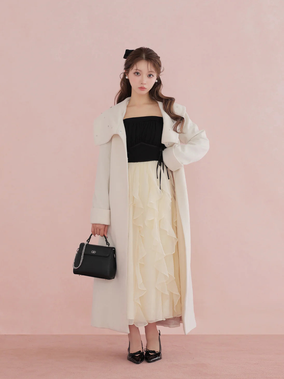 Blanc noir hooded long coat(eme10820) – M me eme