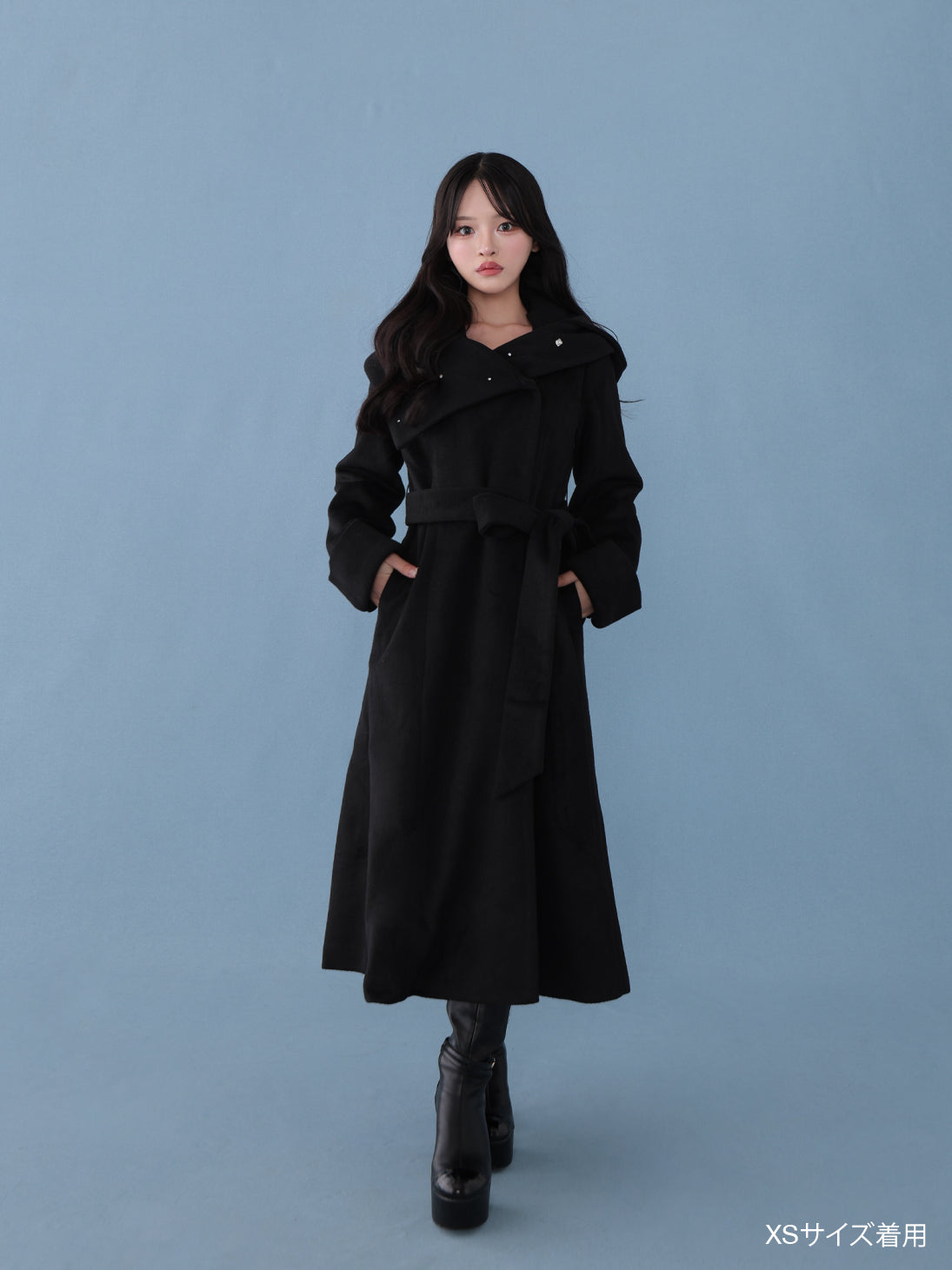 Blanc noir hooded long coat(eme10820) – M me eme