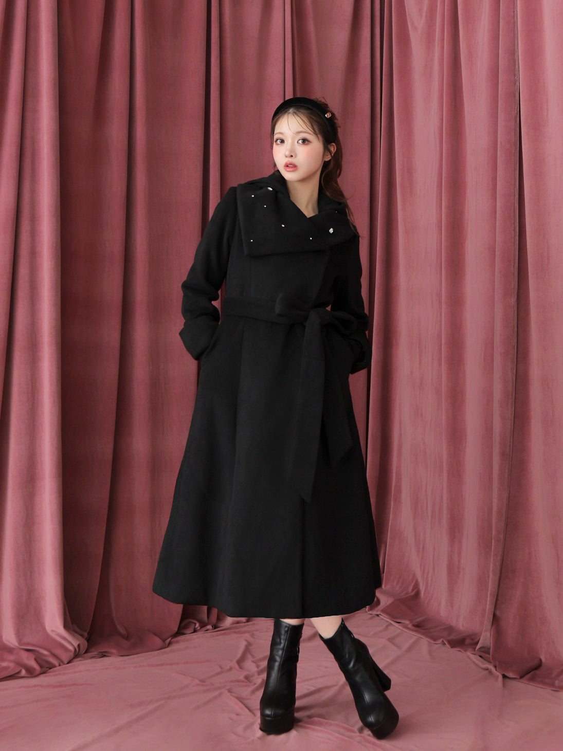model：160cm　(size：F　color：Black)