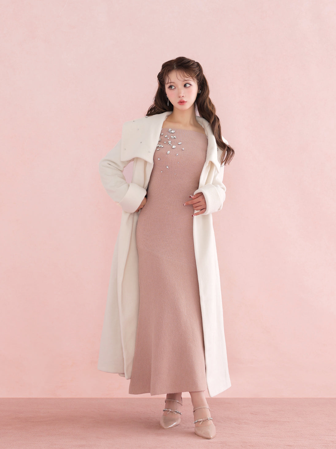 model：160cm　(size：F　color：White)