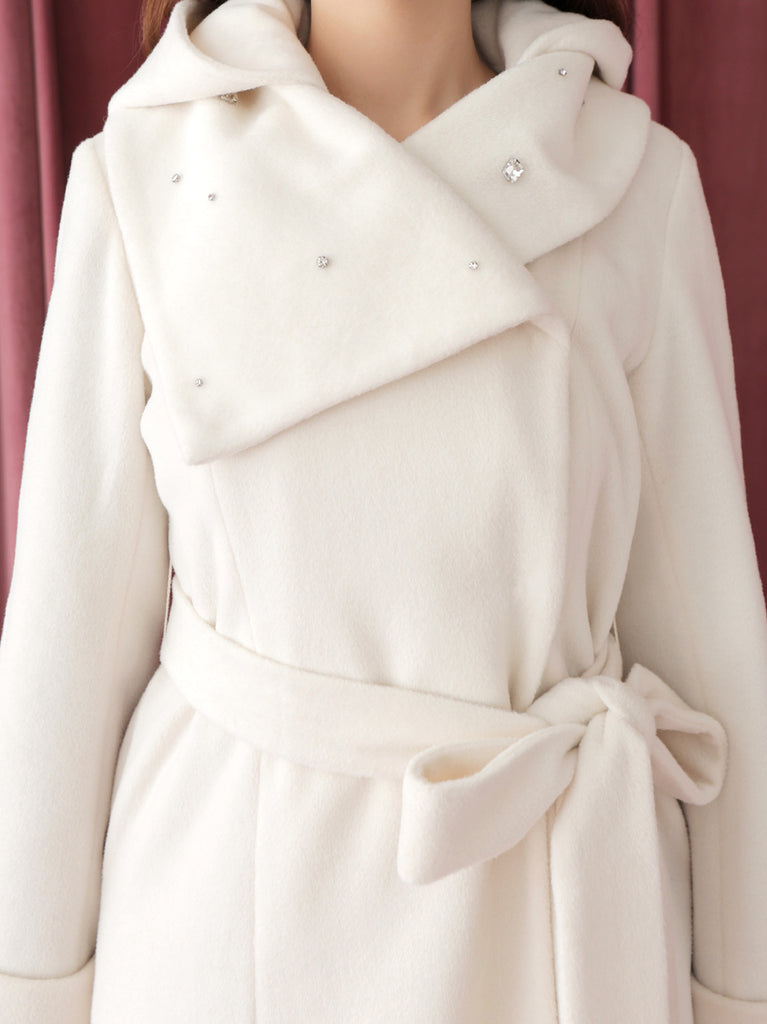 Blanc noir hooded long coat (eme10820)