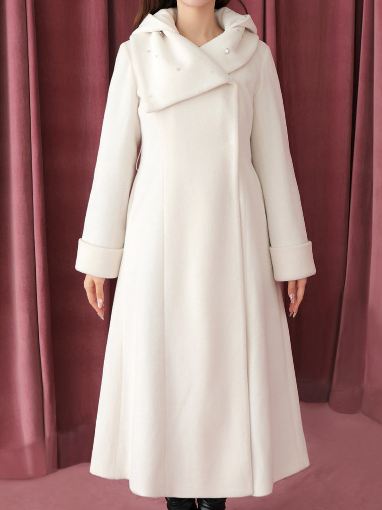 Blanc noir hooded long coat (eme10820)