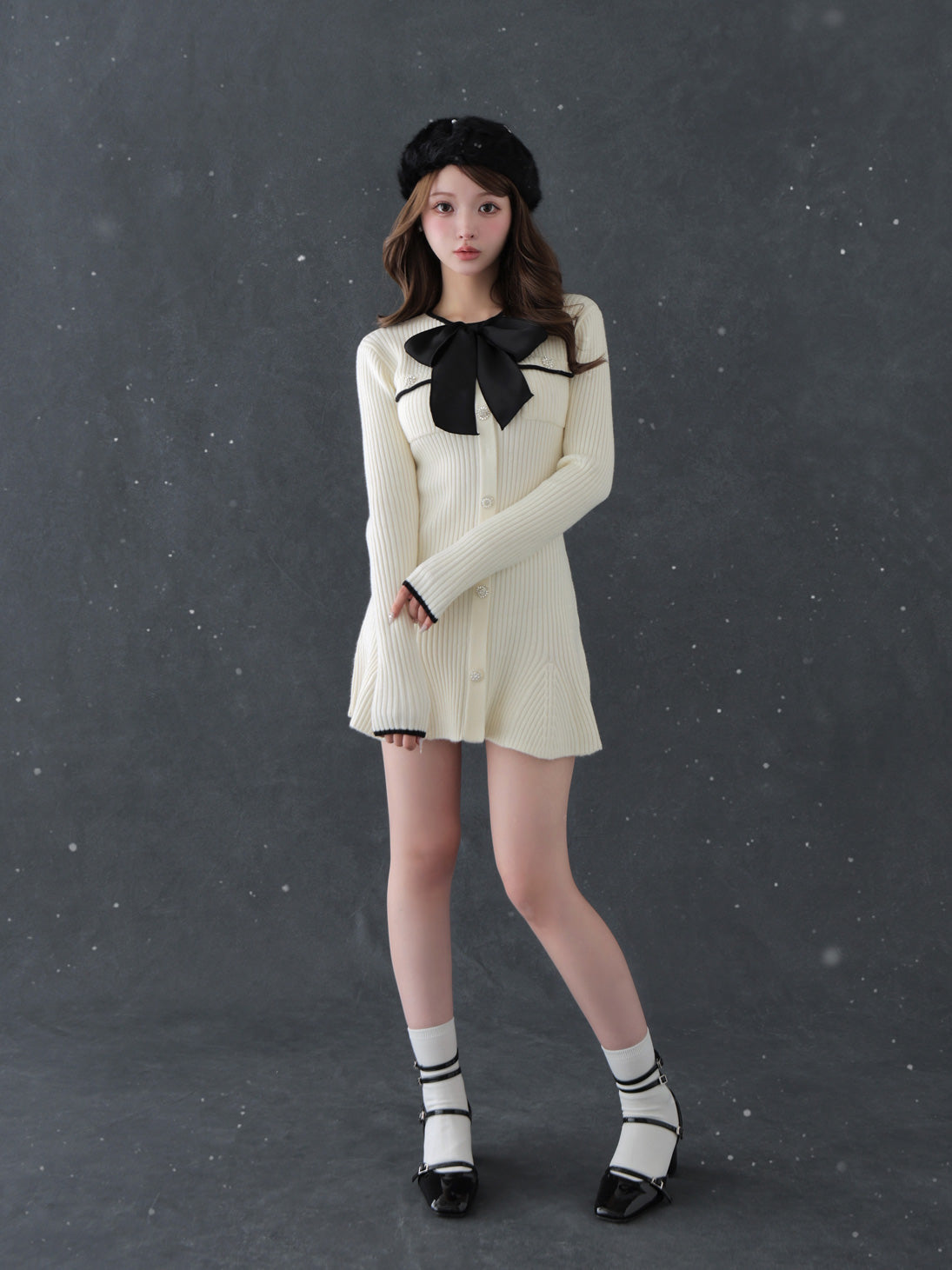 【SALE】Classical rib knit mini onepiece(eme10825)