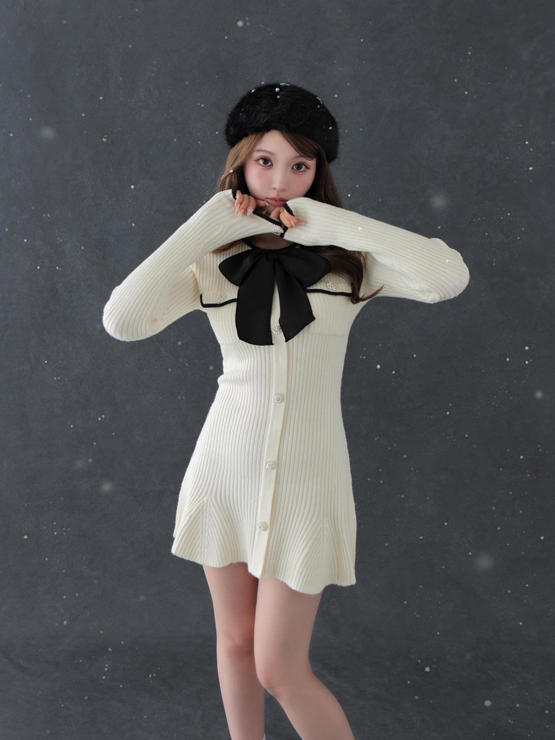 【SALE】Classical rib knit mini onepiece(eme10825)