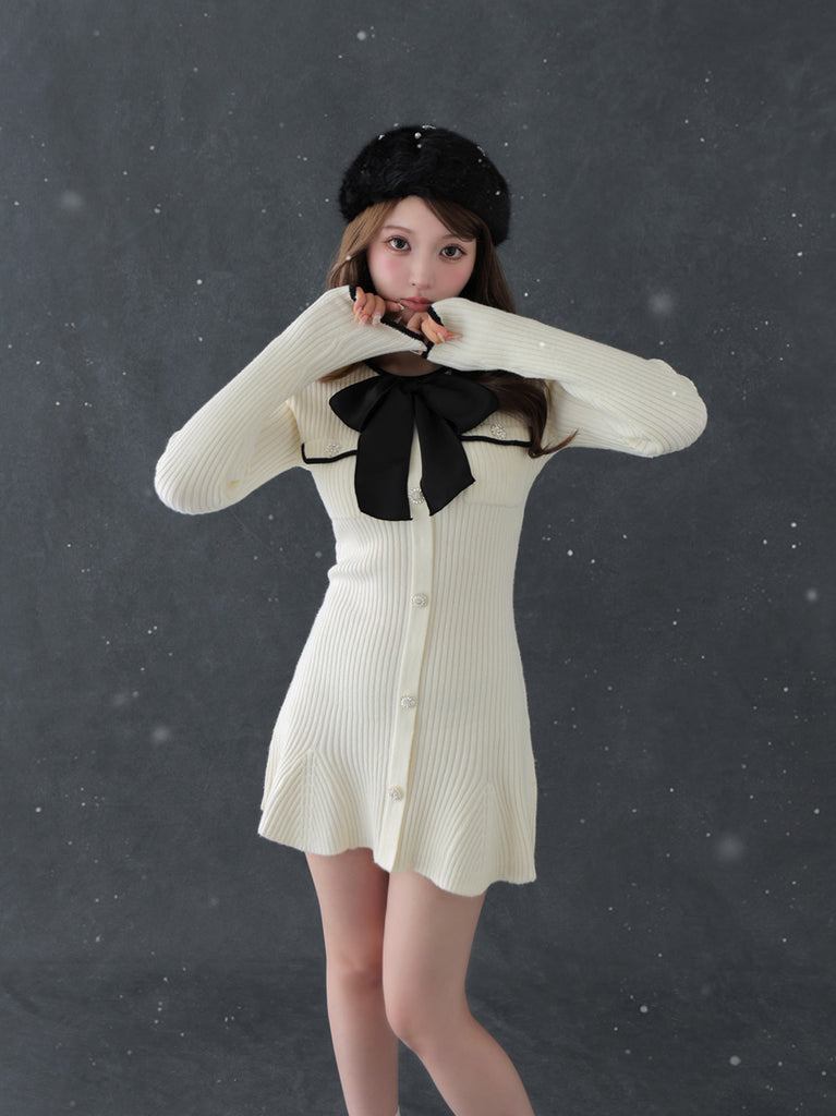 【SALE】Classical rib knit mini onepiece(eme10825)