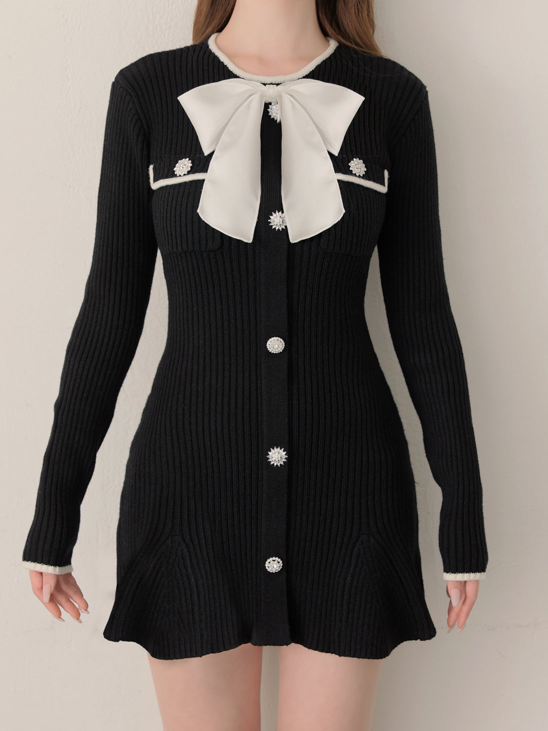 【SALE】Classical rib knit mini onepiece(eme10825)