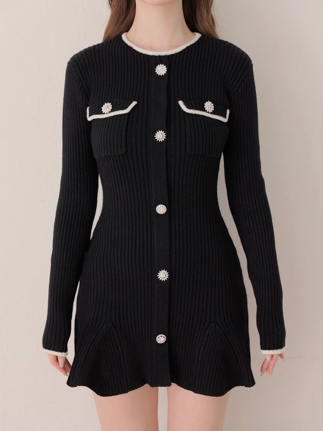 【SALE】Classical rib knit mini onepiece(eme10825)