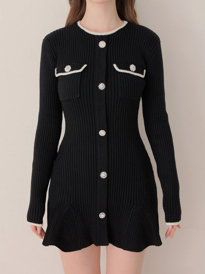 【SALE】Classical rib knit mini onepiece(eme10825)