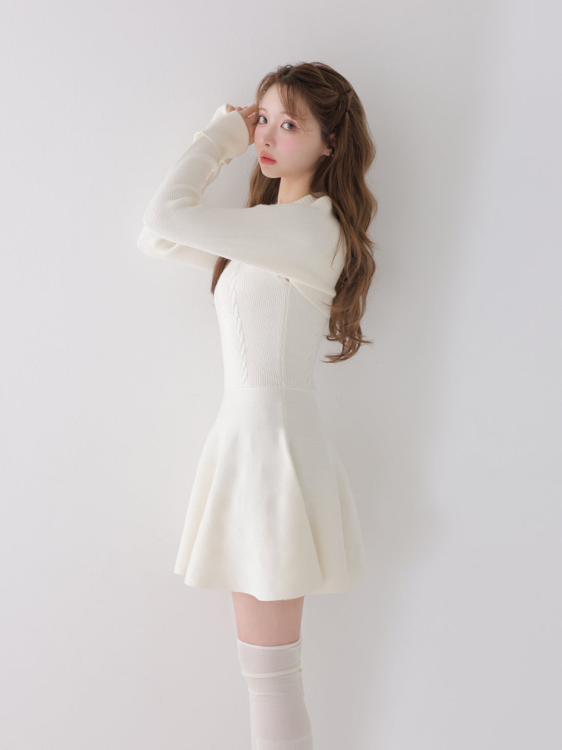 Polo collar cable knit ensemble mini onepiece(eme10826) – M me eme