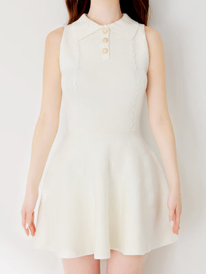 Polo collar cable knit ensemble mini onepiece(eme10826)