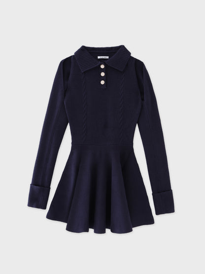 Polo collar cable knit ensemble mini onepiece(eme10826)