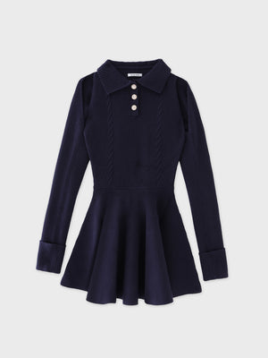 Polo collar cable knit ensemble mini onepiece(eme10826)