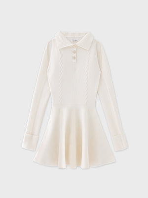 Polo collar cable knit ensemble mini onepiece(eme10826)