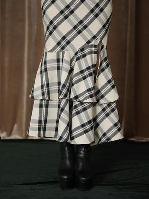 【Pre Order】Cross drape check mermaid long onepiece(eme10827)