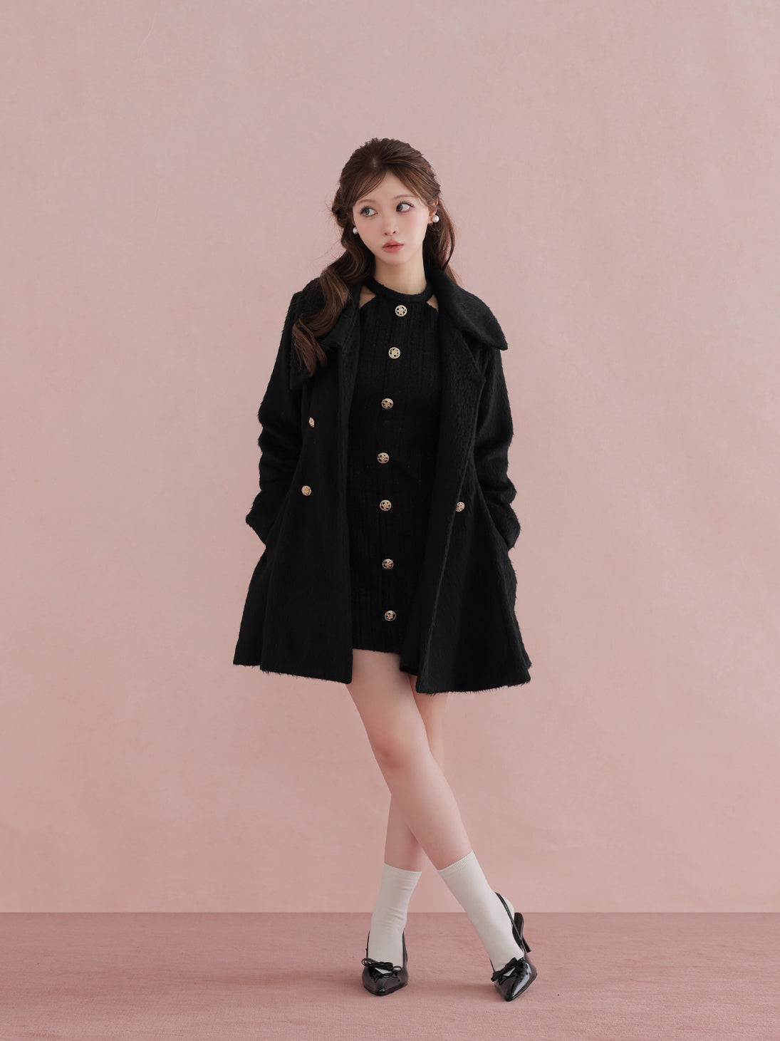 【SALE】Shaggy belted coat(eme10779)