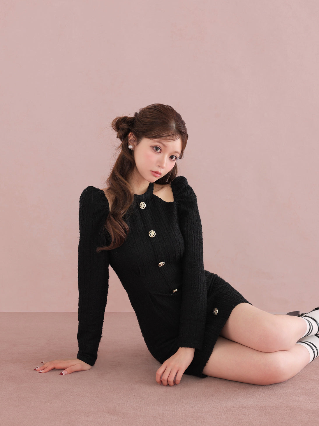 Bell cut tweed mini onepiece(eme10829)