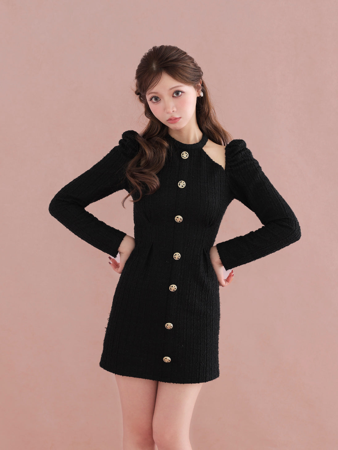 Bell cut tweed mini one-piece dress (eme10829) – M me eme