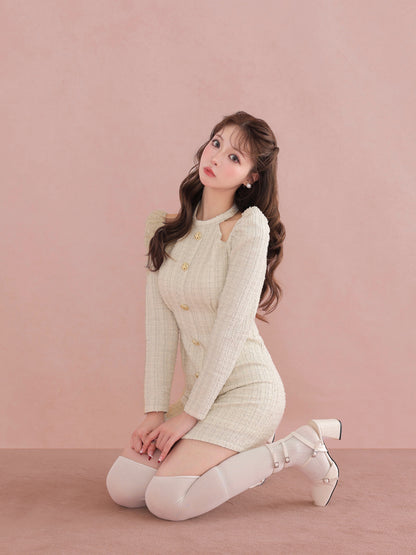 Bell cut tweed mini onepiece(eme10829)