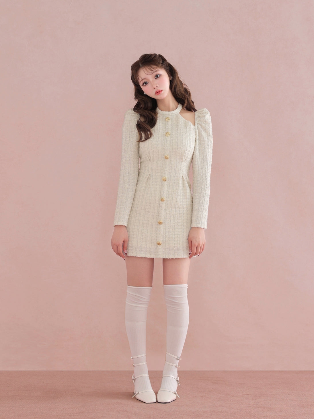 Bell cut tweed mini onepiece(eme10829)