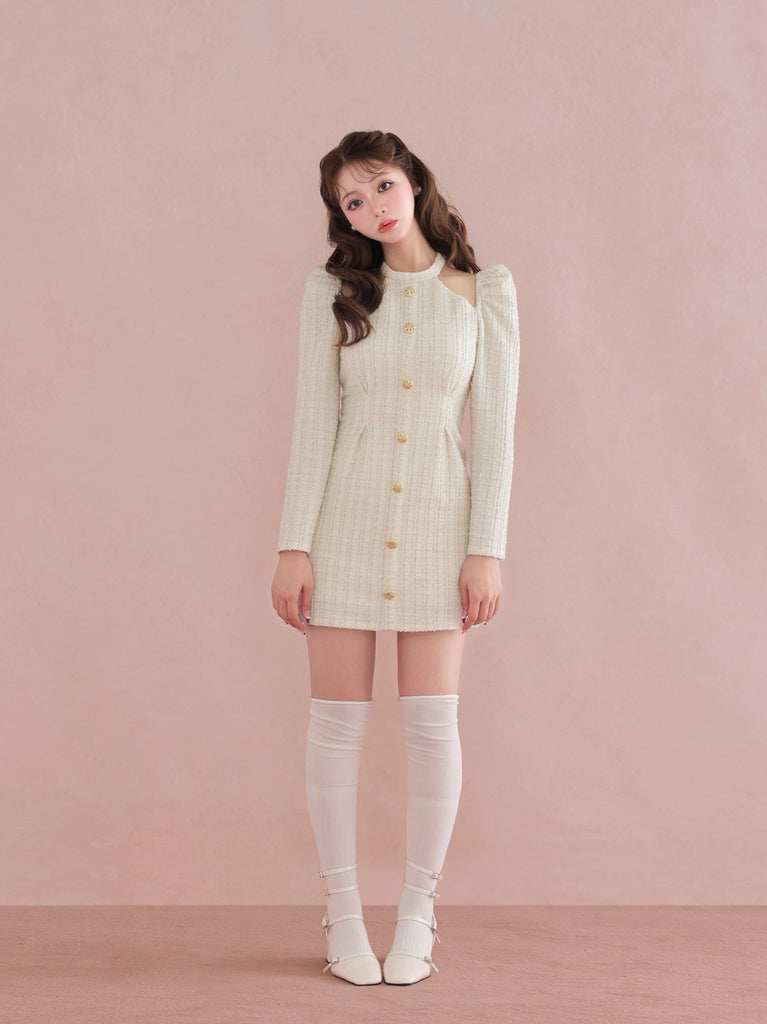 Bell cut tweed mini onepiece(eme10829)