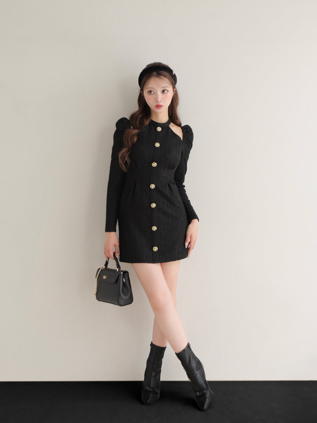 Bell cut tweed mini onepiece(eme10829)