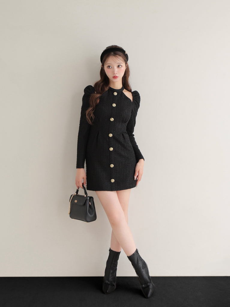 Bell cut tweed mini onepiece(eme10829)