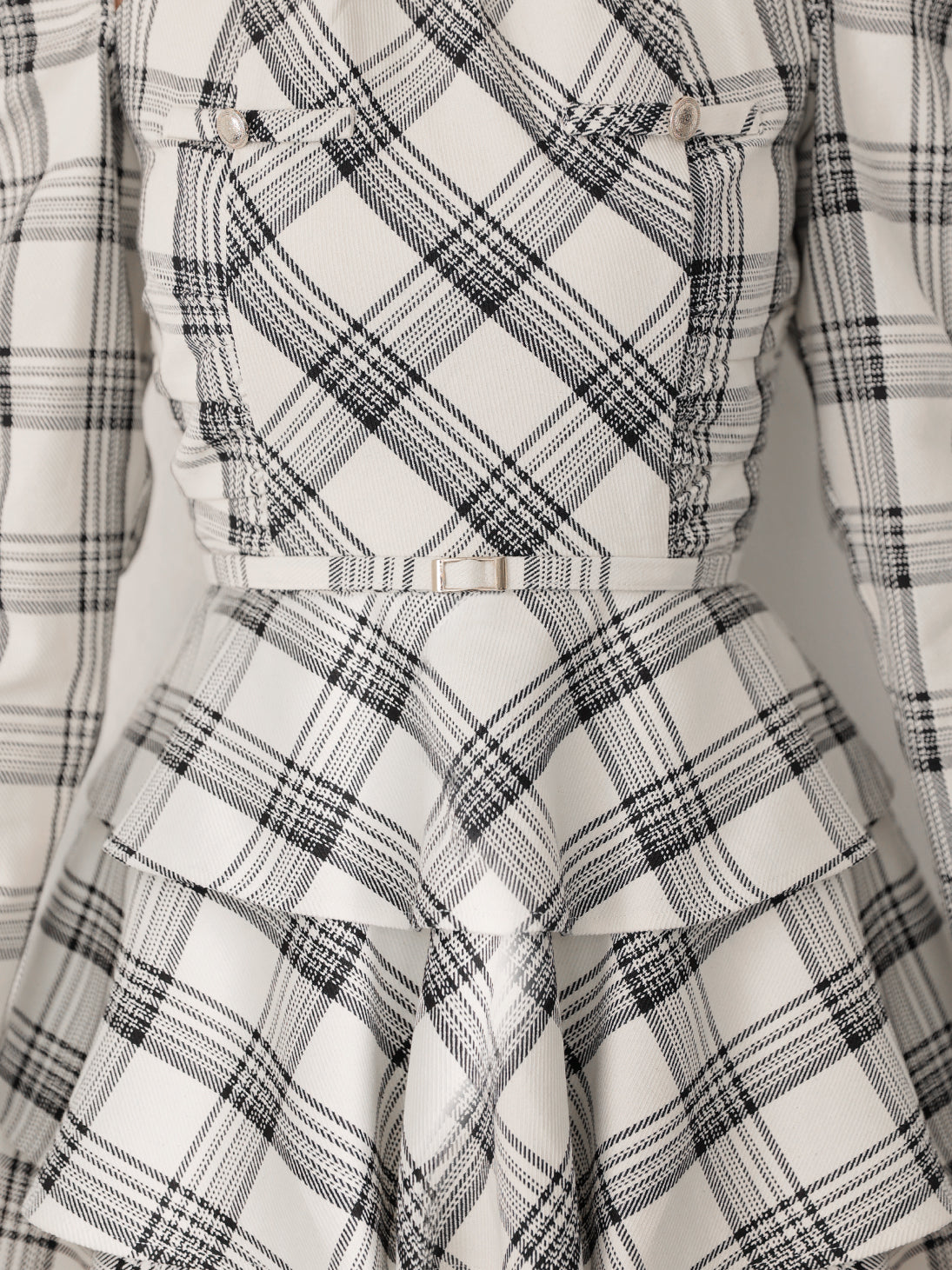 【SALE】Sleeve halter check mini onepiece(eme10830)