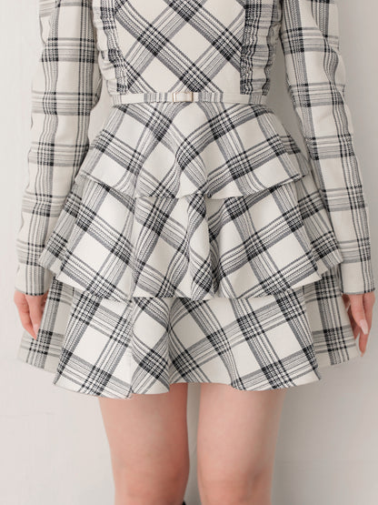 【SALE】Sleeve halter check mini onepiece(eme10830)