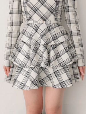 【SALE】Sleeve halter check mini onepiece(eme10830)