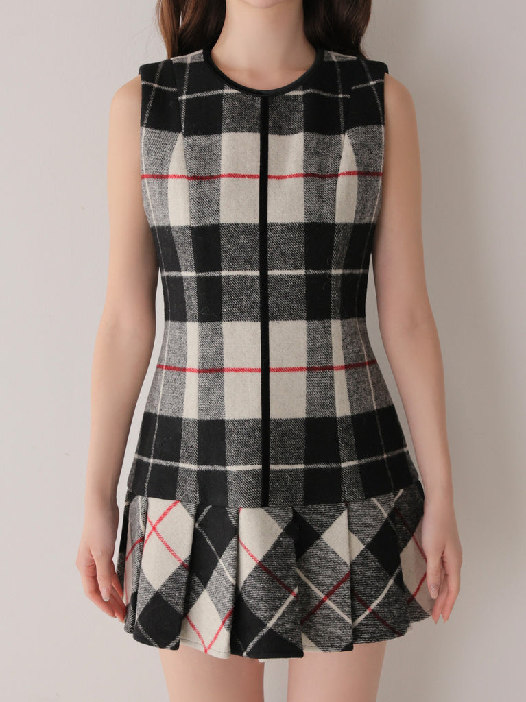 Piping check ribbon mini onepiece(eme10883)