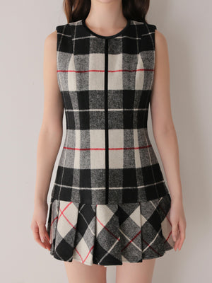 Piping check ribbon mini onepiece(eme10883)