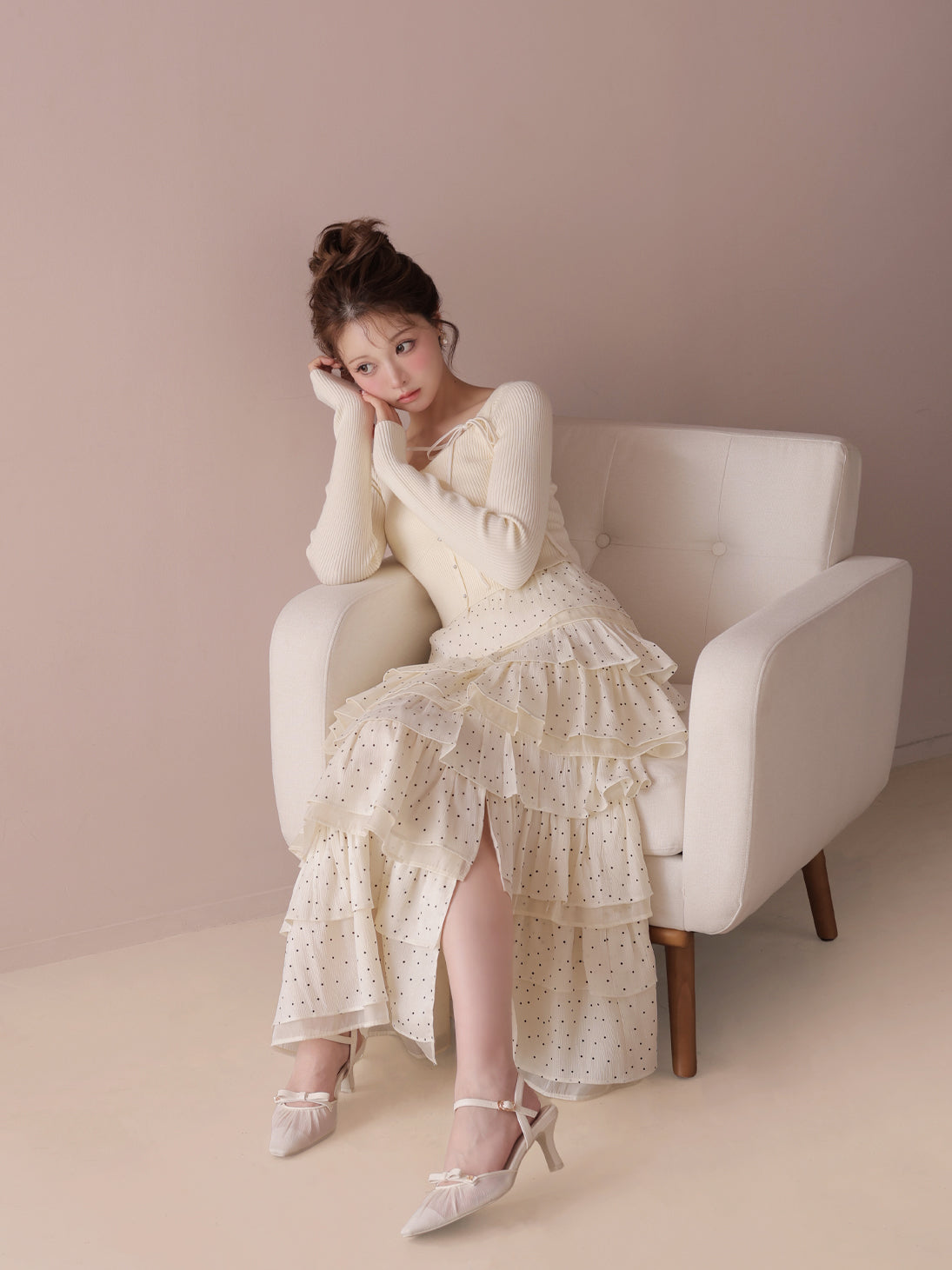 Lily dot tiered frill skirt(eme10836) – M me eme