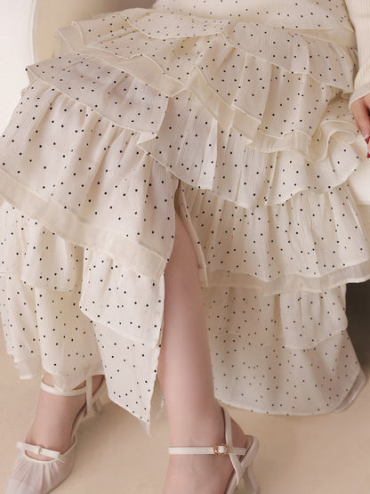 Lily dot tiered frill skirt(eme10836)