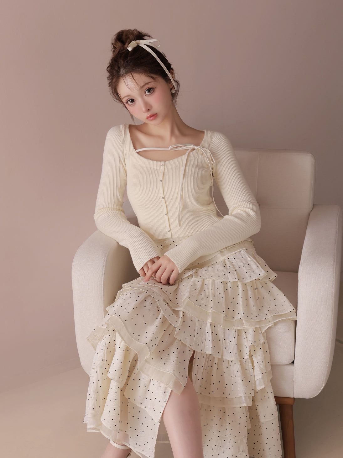 model：160cm　(size：F　color：Ivory)