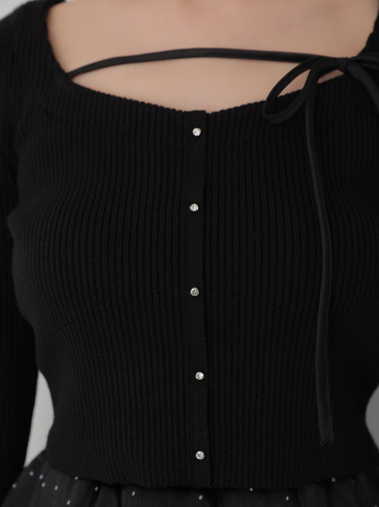 Soft Fit Ribbon Knit Top (eme10835)