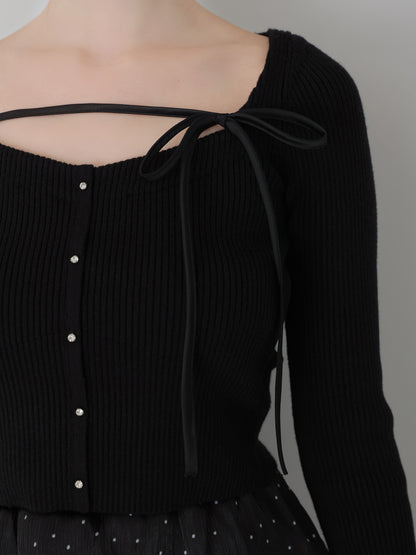 Soft Fit Ribbon Knit Top (eme10835)