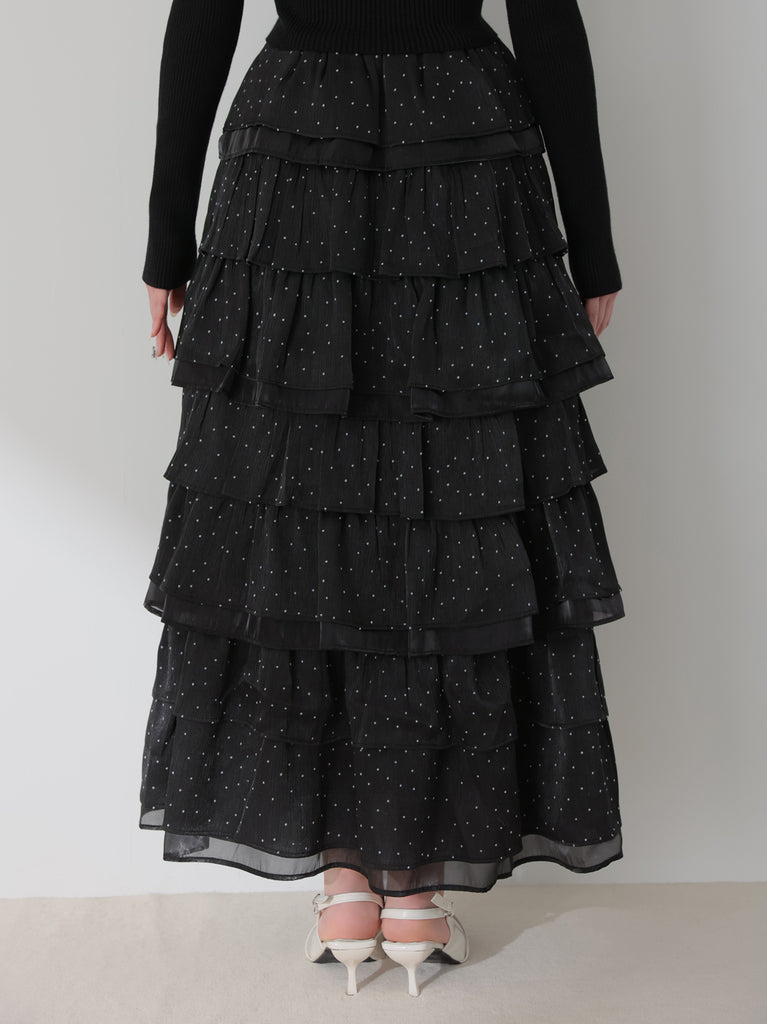 Lily dot tiered frill skirt(eme10836)