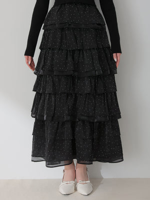Lily dot tiered frill skirt(eme10836)