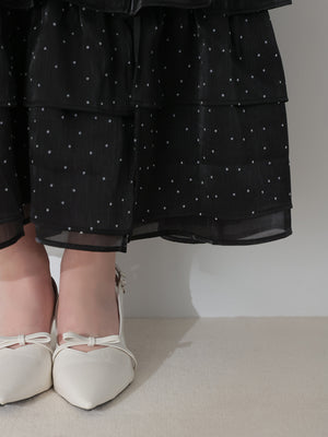 Lily dot tiered frill skirt(eme10836)