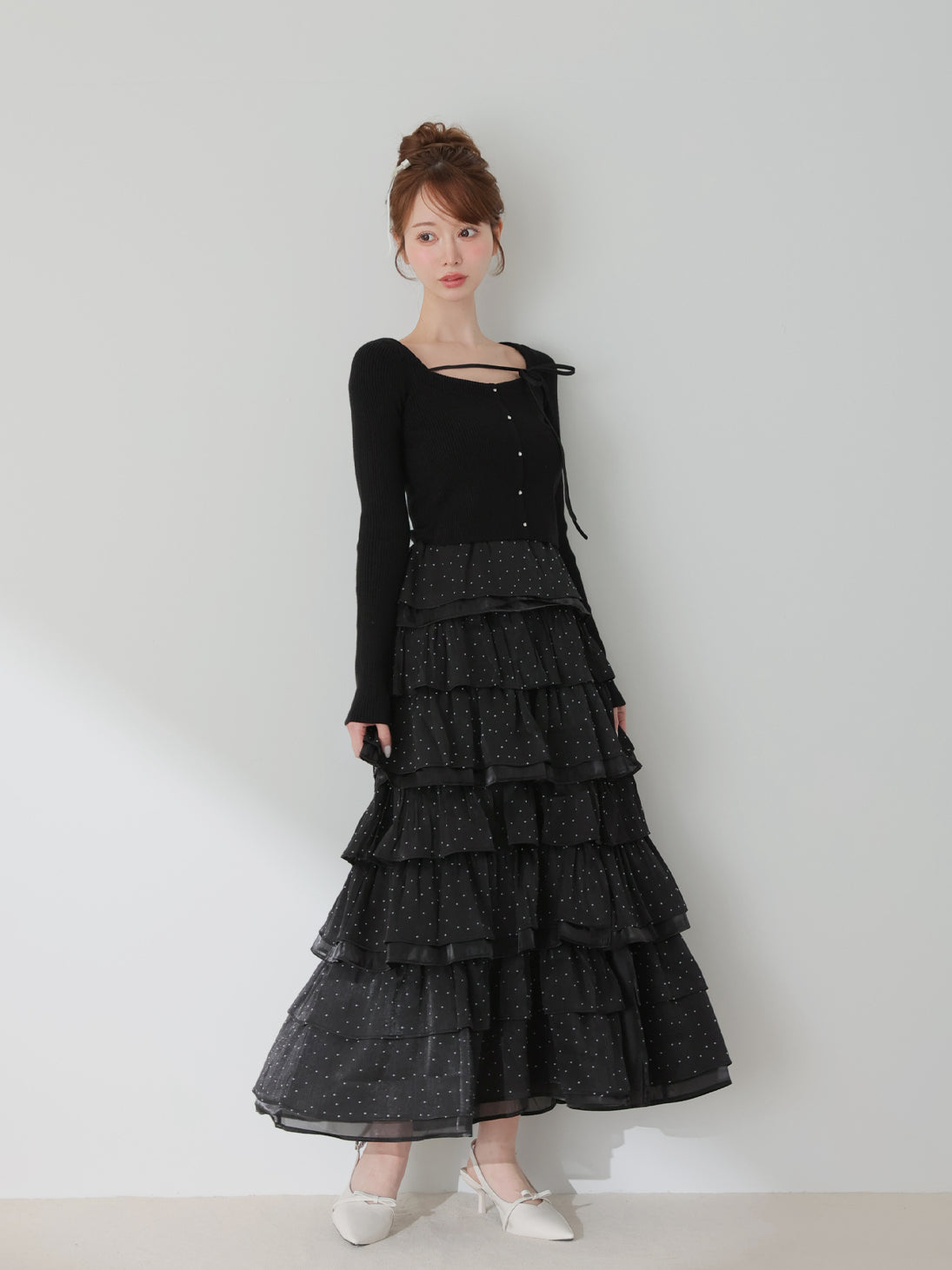 Lily dot tiered frill skirt(eme10836) – M me eme